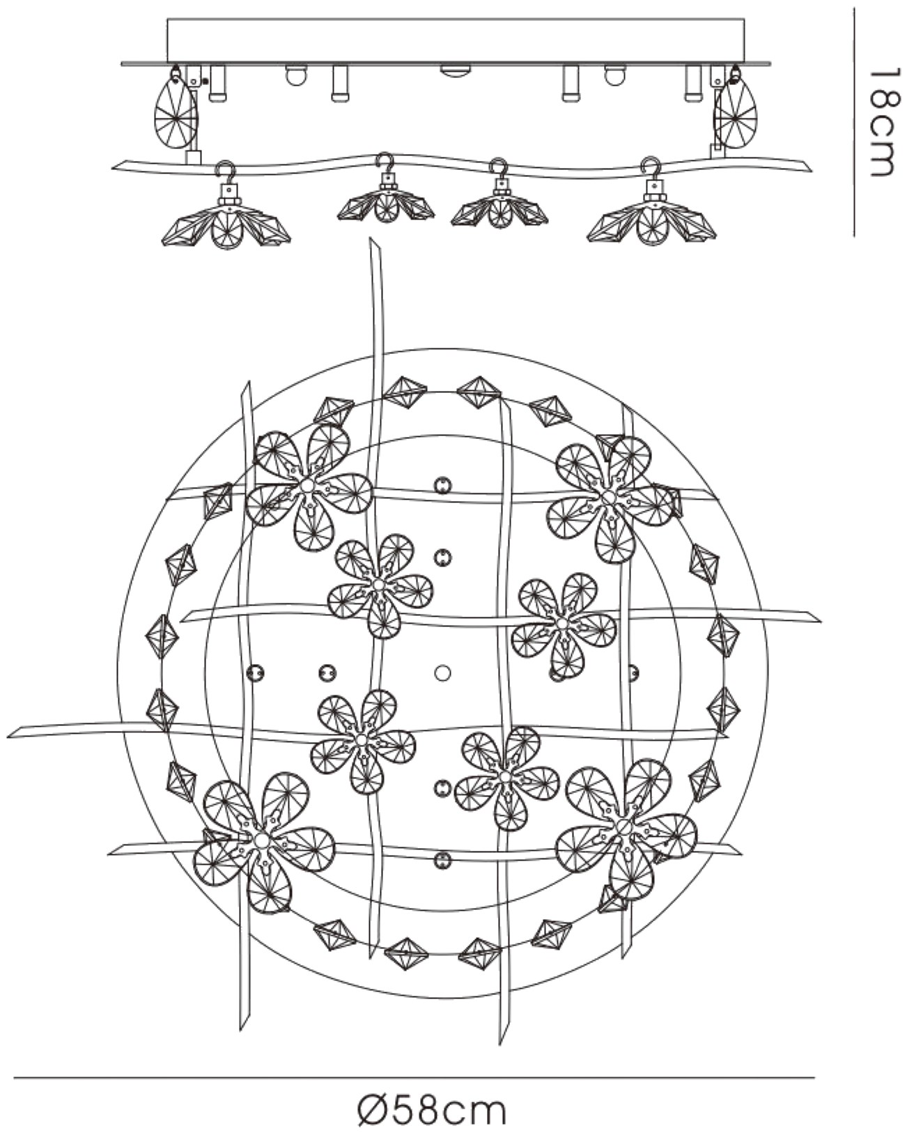 Aviance Crystal Ceiling Lights Diyas Flush Crystal Fittings